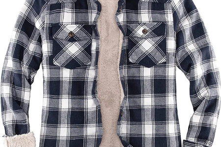 Womens Sherpa Lined Flannel Jacket with Hand Pockets, Plaid Button down Fuzzy Shirt Jackets