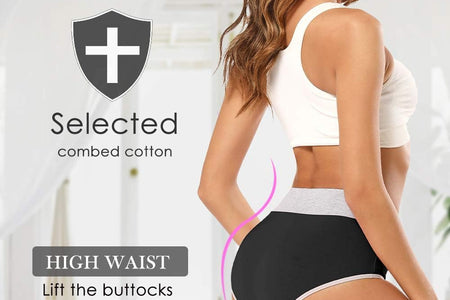 Women'S High Waisted Cotton Underwear Soft Breathable Panties Stretch Briefs Regular & plus Size 5-Pack