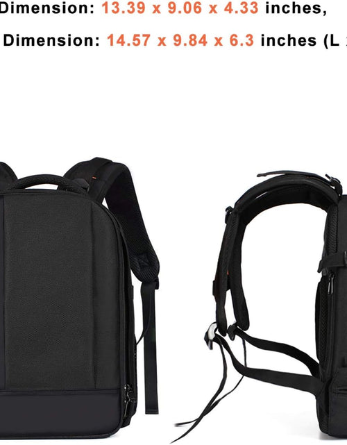 Load image into Gallery viewer, Camera Backpack, Dslr/Slr/Mirrorless Photography Camera Case Buffer Padded Shockproof Camera Bag with Customized Modular Inserts&amp;Tripod Holder Compatible with Canon,Nikon,Sony Etc, Black
