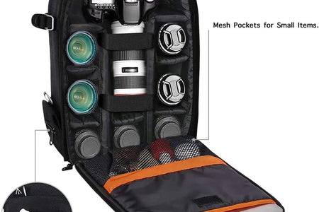 Camera Backpack, Dslr/Slr/Mirrorless Photography Camera Case Buffer Padded Shockproof Camera Bag with Customized Modular Inserts&Tripod Holder Compatible with Canon,Nikon,Sony Etc, Black