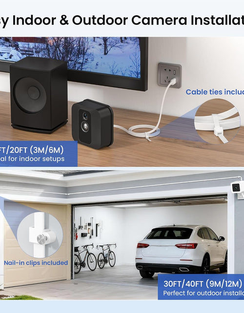 Load image into Gallery viewer, Micro USB Power Cable 20 FT (2 Pack),Flat Micro USB Charging Power Cord,Charger for Wyze Cam V3 Pan 25,Nest Yi Cam 15,Blink XT XT2 Mini,Outdoor 3Rd Gen Camera 16,Arlo Q,Xbox One Controller
