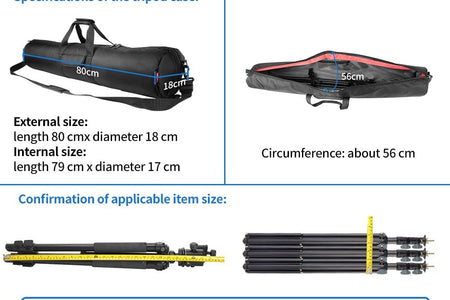 Tripod Carrying Case Bag 31.5X7X7In/80X18X18Cm Heavy Duty with Storage Bag and Shoulder Strap Padded Carrying Bag for Light Stands, Boom Stand, Tripod,Mic Stand and Tent Pole