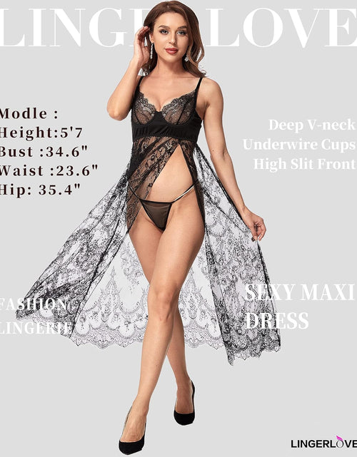 Load image into Gallery viewer, Women'S plus Size Lingerie Sexy Split Maxi Long Gown Sheer Dress
