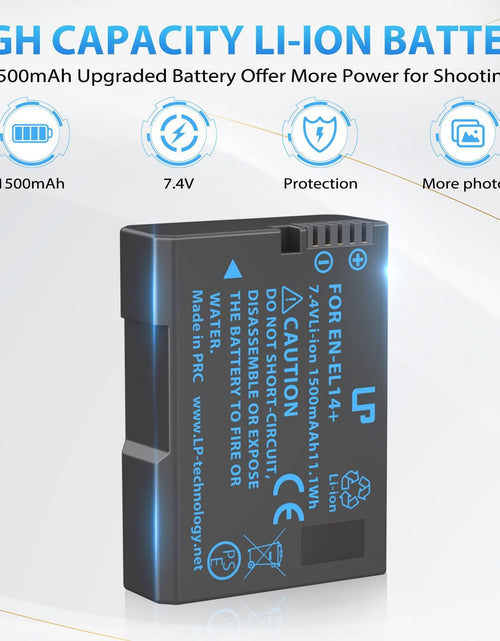 Load image into Gallery viewer, EN-EL14 EN El14A Battery Charger Pack,  Charger Compatible with Nikon D3500, D5600, D3300, D5100, D5500, D3100, D3200, D5200, D5300, D3400, DF, Cooix P7000, P7100, P7700, P7800 Cameras &amp; More
