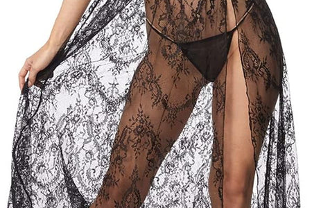 Women'S plus Size Lingerie Sexy Split Maxi Long Gown Sheer Dress