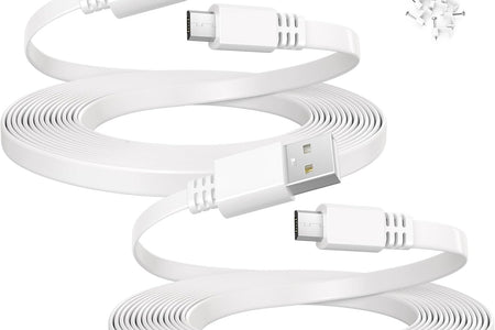 Micro USB Power Cable 20 FT (2 Pack),Flat Micro USB Charging Power Cord,Charger for Wyze Cam V3 Pan 25,Nest Yi Cam 15,Blink XT XT2 Mini,Outdoor 3Rd Gen Camera 16,Arlo Q,Xbox One Controller